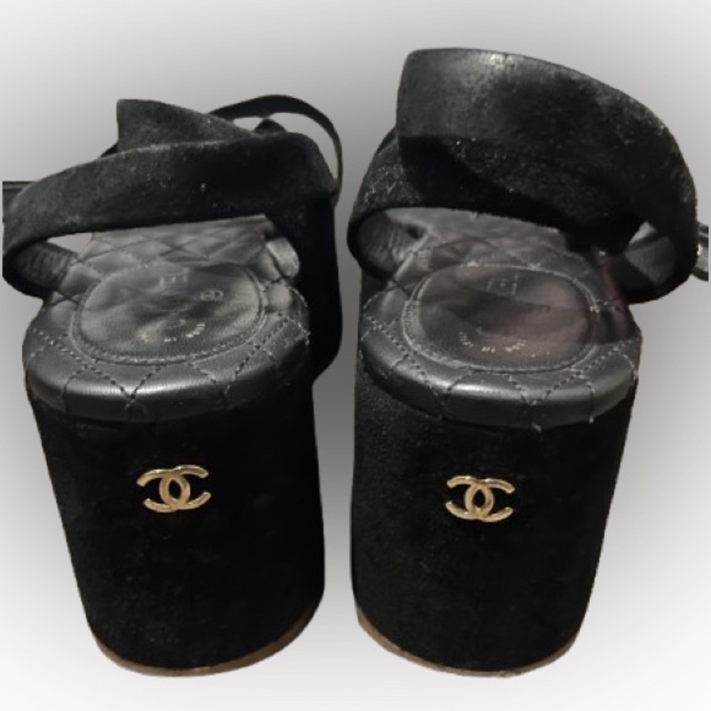 Chanel quilted calfskin platform sandals